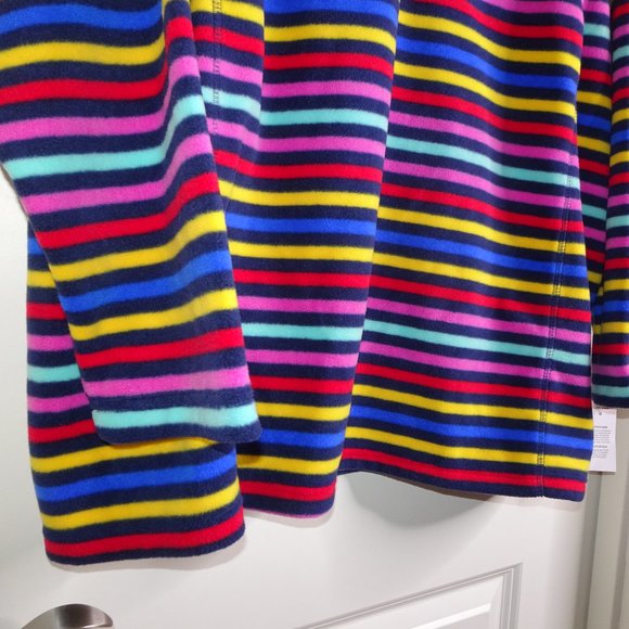 Nautical Striped Lands' End Fleece Quarter Zip Pullover - Picture 4 of 7